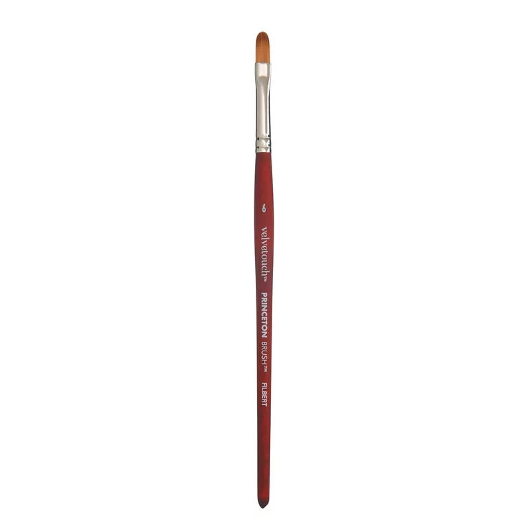 Princeton - Velvetouch - Level 2 Filbert Paint Brush for Acrylics - Long Handle - Series 3900