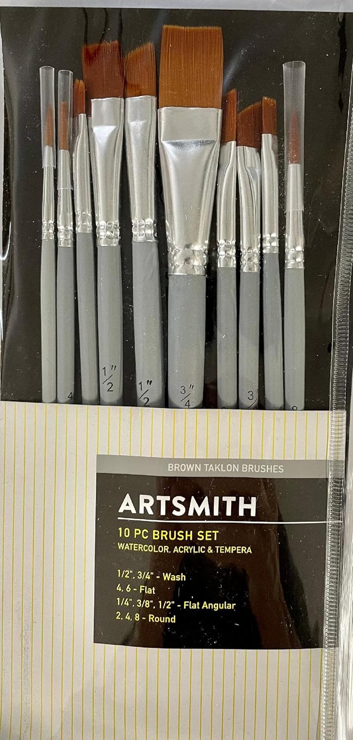 Artsmith - Brown Taklon Brush Set - 10 pcs (1825-3542)