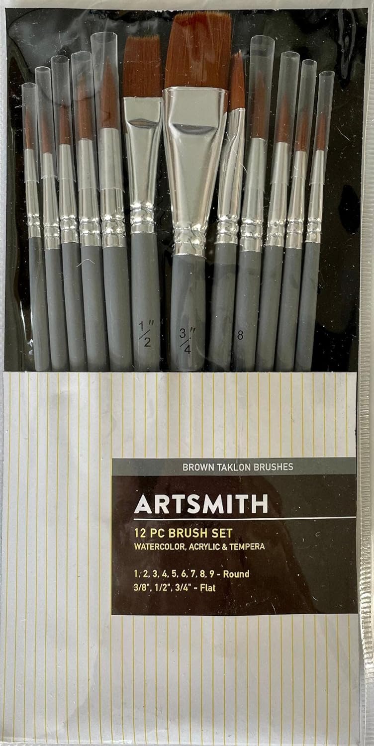 Artsmith - Brown Taklon Brush Set - 12 pcs (1825-3385)
