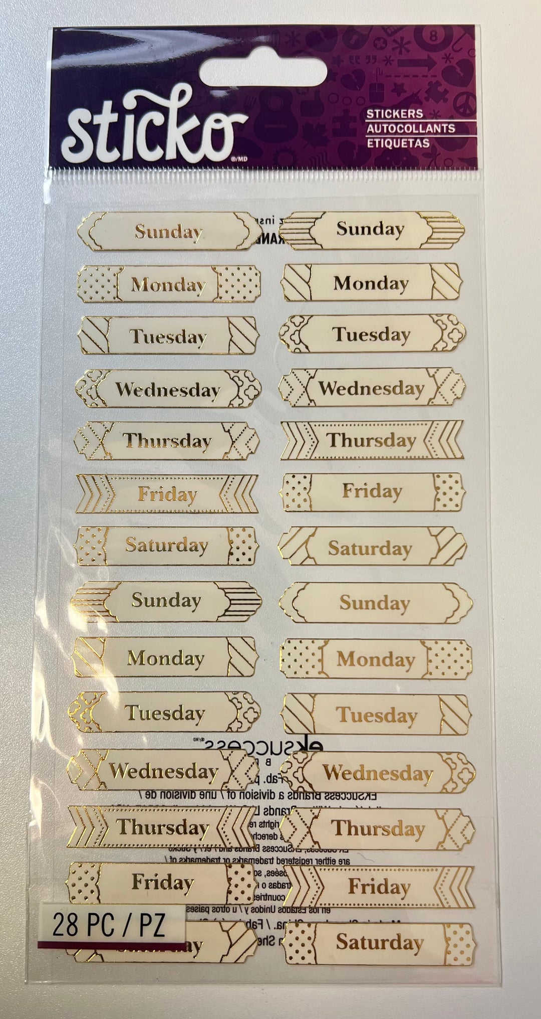 Sticko - Basic Days of the Week Sticker Labels