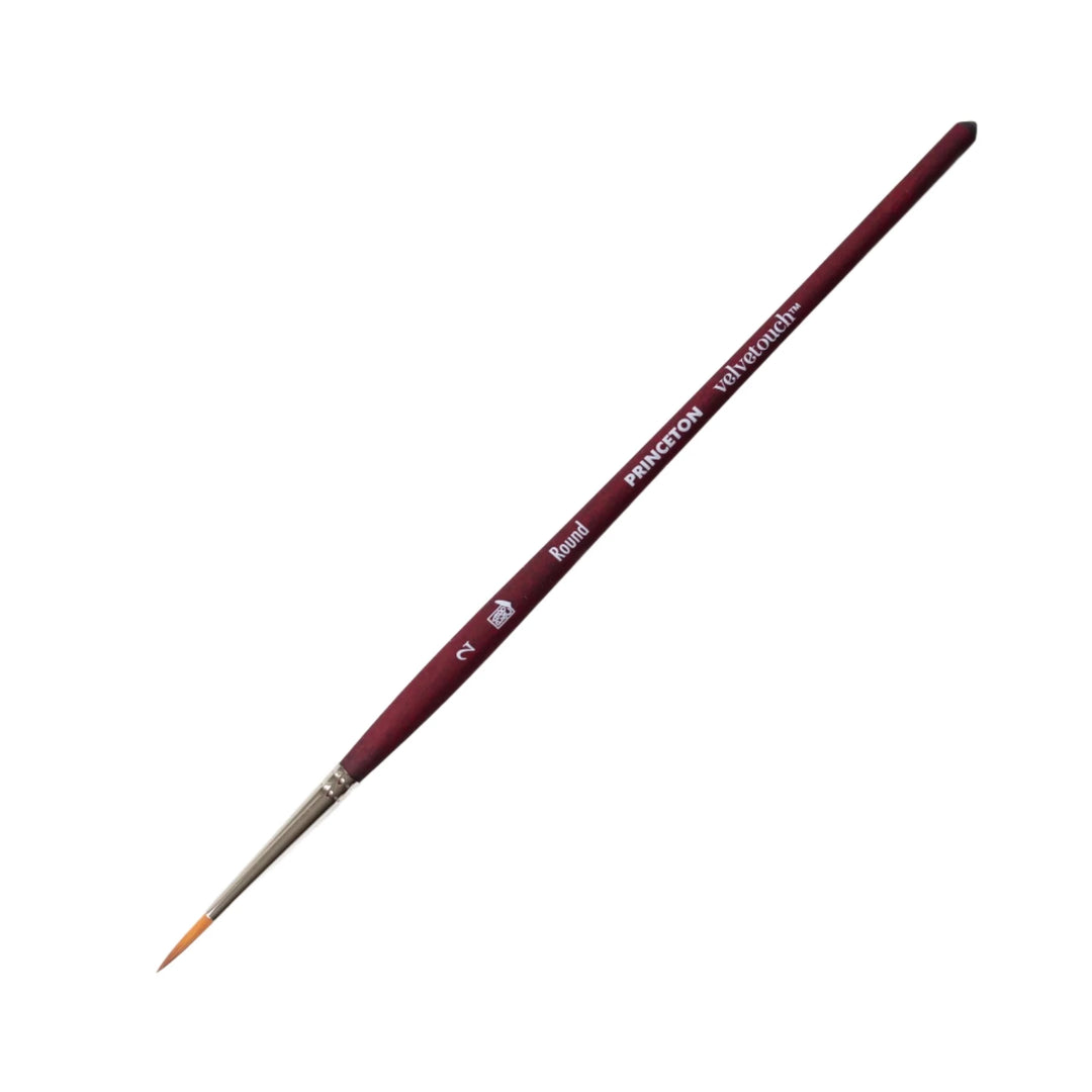 Princeton - Velvetouch - Level 2 Round Paint Brush for Acrylic - Long Handle - Series 3900