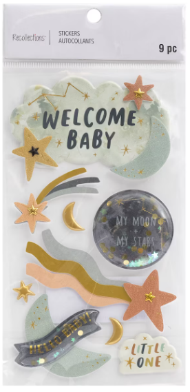 Recollections - Moon and Stars Welcome Baby Dimensional Stickers