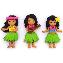 Dress it Up - Aloha Buttons - Version 2 - Hula Girls
