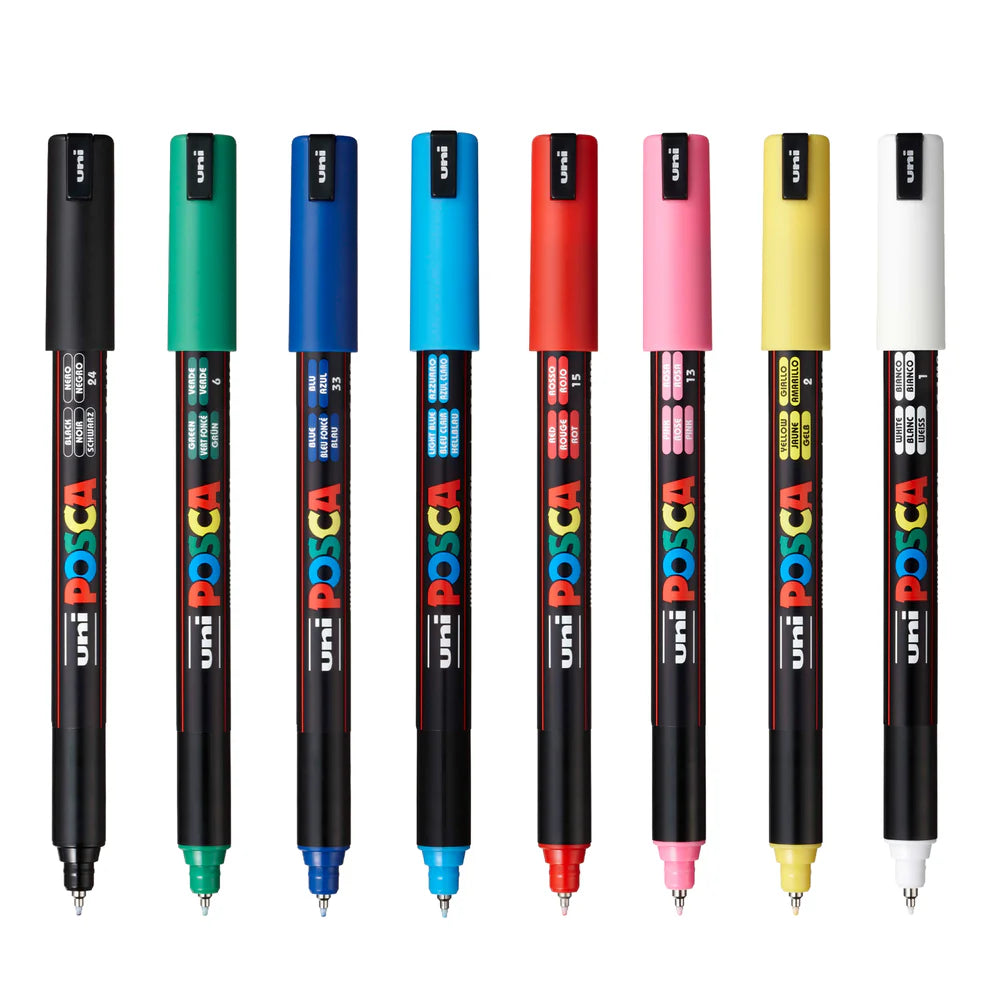 Posca - Regular Colors 0.7mm/pc-1mr Markers - 8pk