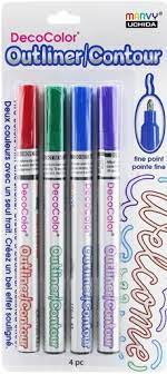 Marvy Uchida - DecoColor Outliner/Contour - Fine Point Metallic Paint Markers - 4 pc